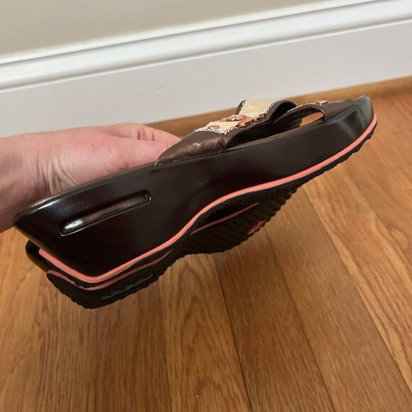 Cole Haan Nike AIR tan Brown Criss Cross Wedge Platform Sandals Women’s Size 8 - Picture 6 of 10